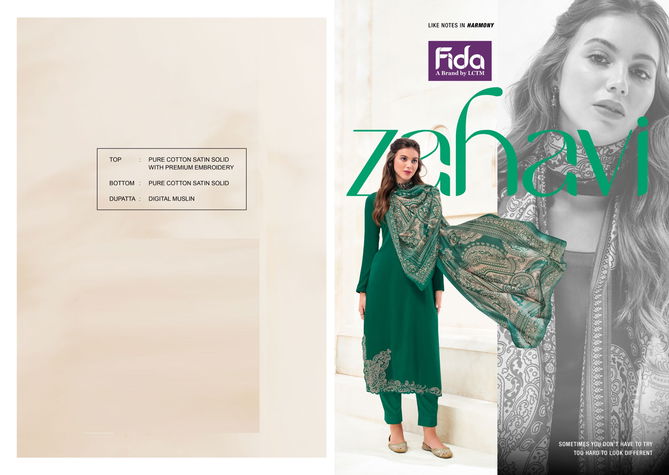 Zahavi By Fida Embroidery Pure Cotton Salwar Kameez Wholesale Market In Surat With Price